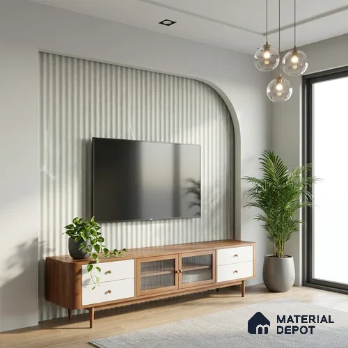Marble Fluted Look LM 01365 Tokyo Rust 8 ft x 4 ft Texture Finish Decorative Laminate - 1 mm | Suitable for TV Unit, Wardrobe, Kitchen Cabinets