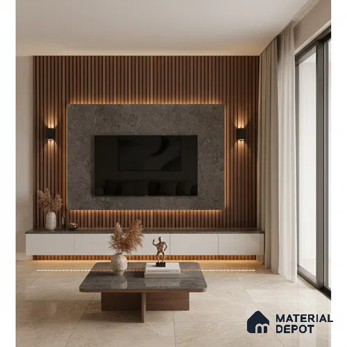 Marble Look LM 01371 Zenith Dark 8 ft x 4 ft High Gloss Finish Decorative Laminate - 1 mm  | Suitable for TV Unit, Wardrobe, Kitchen Cabinets