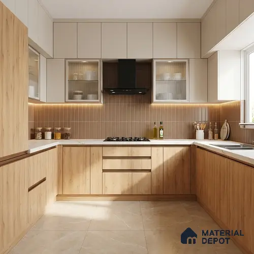 Wooden Look LM 01378 Ivory Glow 8 ft x 4 ft Texture Finish Decorative Laminate - 1 mm  | Suitable for TV Unit, Wardrobe, Kitchen Cabinets