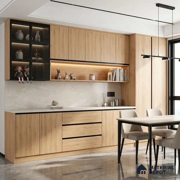 Wooden Look LM 01378 Ivory Glow 8 ft x 4 ft Texture Finish Decorative Laminate - 1 mm | Suitable for TV Unit, Wardrobe, Kitchen Cabinets