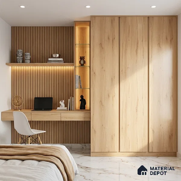 Wooden Look LM 01378 Ivory Glow 8 ft x 4 ft Texture Finish Decorative Laminate - 1 mm | Suitable for TV Unit, Wardrobe, Kitchen Cabinets