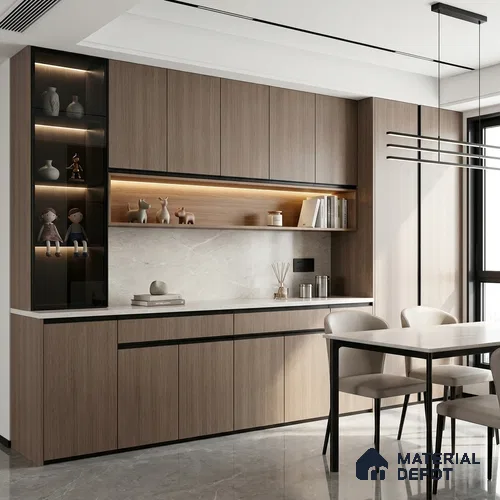 Wooden Look LM 01381 Misty Mood 8 ft x 4 ft Texture Finish Decorative Laminate - 1 mm  | Suitable for TV Unit, Wardrobe, Kitchen Cabinets