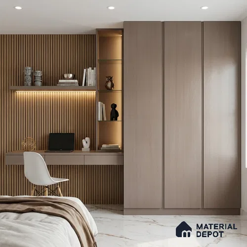 Wooden Look LM 01381 Misty Mood 8 ft x 4 ft Texture Finish Decorative Laminate - 1 mm  | Suitable for TV Unit, Wardrobe, Kitchen Cabinets