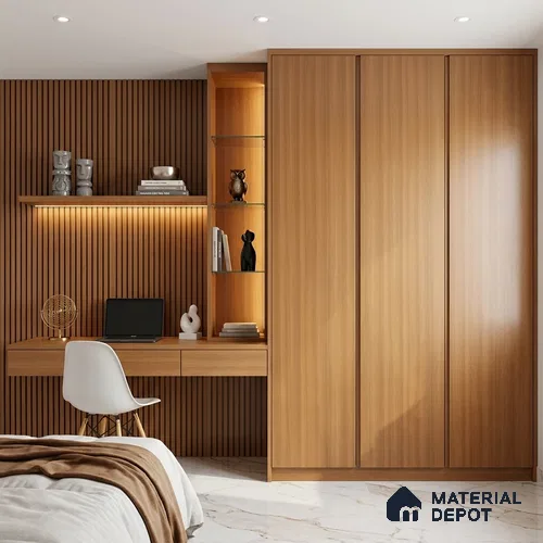 Wooden Look LM 01383 Almond Allure 8 ft x 4 ft Texture Finish Decorative Laminate - 1 mm  | Suitable for TV Unit, Wardrobe, Kitchen Cabinets