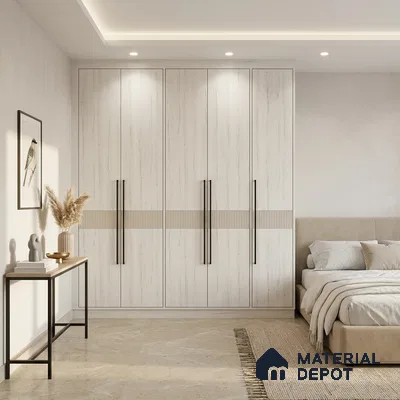 Wooden Look LM 01393 Frosty Canvas 8 ft x 4 ft Texture Finish Decorative Laminate - 1 mm  | Suitable for TV Unit, Wardrobe, Kitchen Cabinets