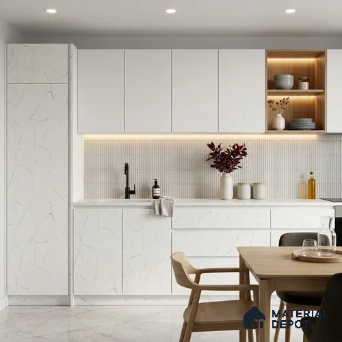Marble Fluted Look LM 01395 Cloud Canvas 8 ft x 4 ft Texture Finish Decorative Laminate - 1 mm  | Suitable for TV Unit, Wardrobe, Kitchen Cabinets