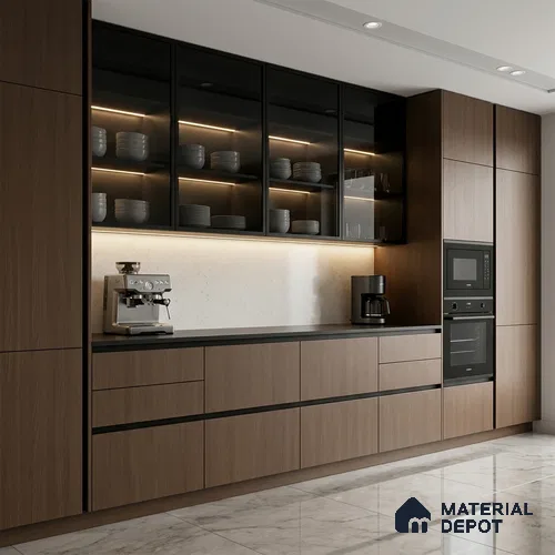 Wooden Fluted Look LM 01406 Nordic Walnut 8 ft x 4 ft Texture Finish Decorative Laminate - 1 mm  | Suitable for TV Unit, Wardrobe, Kitchen Cabinets