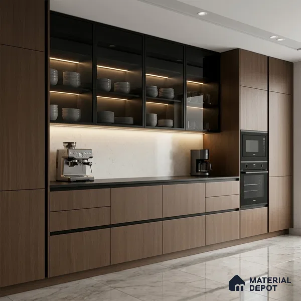 Wooden Fluted Look LM 01406 Nordic Walnut 8 ft x 4 ft Texture Finish Decorative Laminate - 1 mm | Suitable for TV Unit, Wardrobe, Kitchen Cabinets