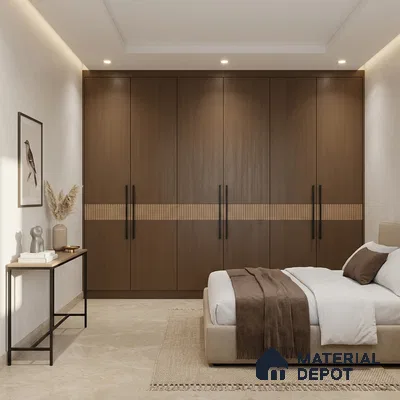 Wooden Fluted Look LM 01406 Nordic Walnut 8 ft x 4 ft Texture Finish Decorative Laminate - 1 mm  | Suitable for TV Unit, Wardrobe, Kitchen Cabinets