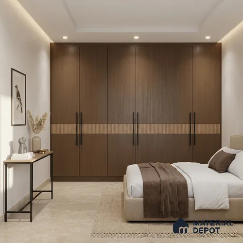 Wooden Fluted Look LM 01406 Nordic Walnut 8 ft x 4 ft Texture Finish Decorative Laminate - 1 mm  | Suitable for TV Unit, Wardrobe, Kitchen Cabinets