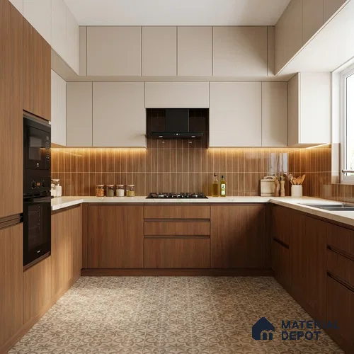 Wooden Look LM 01408 Chestnut Charm 8 ft x 4 ft PU Finish Decorative Laminate - 1 mm  | Suitable for TV Unit, Wardrobe, Kitchen Cabinets