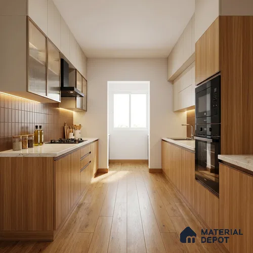 LM 01410 Brown Woodscar 8 ft x 4 ft PU Finish Decorative Laminate - 1 mm  | Suitable for TV Unit, Wardrobe, Kitchen Cabinets