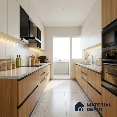 LM 01410 Brown Woodscar 8 ft x 4 ft PU Finish Decorative Laminate - 1 mm  | Suitable for TV Unit, Wardrobe, Kitchen Cabinets