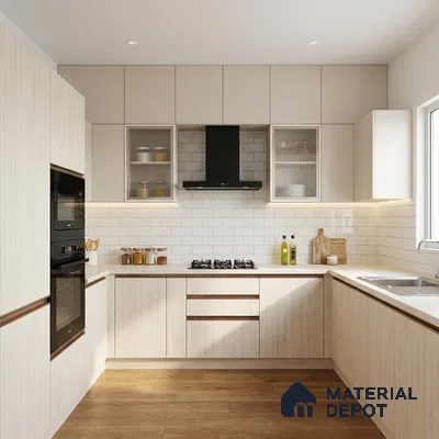 Wooden Look LM 01412 Frosty Canvas 8 ft x 4 ft PU Finish Decorative Laminate - 1 mm  | Suitable for TV Unit, Wardrobe, Kitchen Cabinets