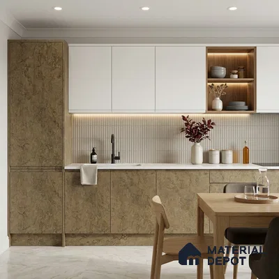 Stone Look LM 01421 Austin Walnut 8 ft x 4 ft Texture Finish Decorative Laminate - 1 mm  | Suitable for TV Unit, Wardrobe, Kitchen Cabinets