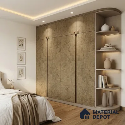 Stone Look LM 01421 Austin Walnut 8 ft x 4 ft Texture Finish Decorative Laminate - 1 mm  | Suitable for TV Unit, Wardrobe, Kitchen Cabinets