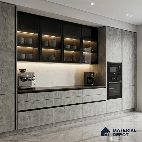 Marble Look LM 01423 Slate Serene 8 ft x 4 ft Texture Finish Decorative Laminate - 1 mm | Suitable for TV Unit, Wardrobe, Kitchen Cabinets
