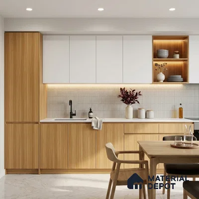 LM 01424 Brown Woodscar 8 ft x 4 ft Texture Finish Decorative Laminate - 1 mm  | Suitable for TV Unit, Wardrobe, Kitchen Cabinets