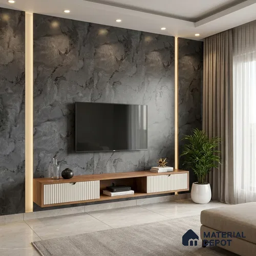 LM 01442 Slat Silk 8 ft x 4 ft Super Matte Finish Decorative Laminate - 1 mm | Suitable for TV Unit, Wardrobe, Kitchen Cabinets
