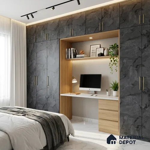 LM 01442 Slat Silk 8 ft x 4 ft Super Matte Finish Decorative Laminate - 1 mm | Suitable for TV Unit, Wardrobe, Kitchen Cabinets