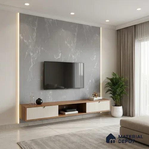 LM 01443 Tokyo Grey 8 ft x 4 ft Super Matte Finish Decorative Laminate - 1 mm | Suitable for TV Unit, Wardrobe, Kitchen Cabinets