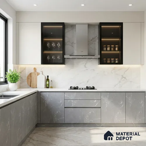LM 01443 Tokyo Grey 8 ft x 4 ft Super Matte Finish Decorative Laminate - 1 mm  | Suitable for TV Unit, Wardrobe, Kitchen Cabinets