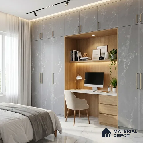 LM 01443 Tokyo Grey 8 ft x 4 ft Super Matte Finish Decorative Laminate - 1 mm | Suitable for TV Unit, Wardrobe, Kitchen Cabinets