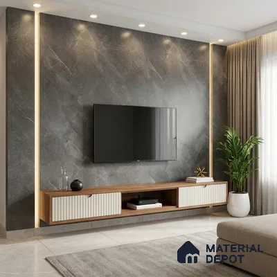 LM 01445 Iceland Dark Grey 8 ft x 4 ft Super Matte Finish Decorative Laminate - 1 mm  | Suitable for TV Unit, Wardrobe, Kitchen Cabinets