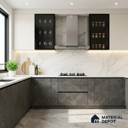LM 01445 Iceland Dark Grey 8 ft x 4 ft Super Matte Finish Decorative Laminate - 1 mm  | Suitable for TV Unit, Wardrobe, Kitchen Cabinets