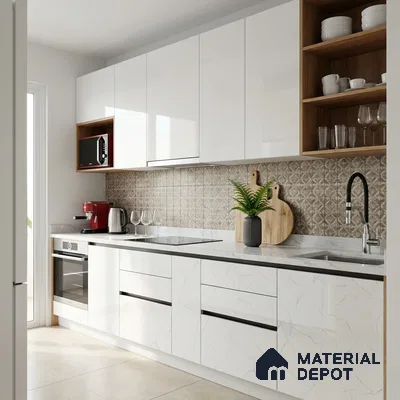 Marble Fluted Look LM 01461 Cloud Canvas 8 ft x 4 ft High Gloss Finish Decorative Laminate - 1 mm  | Suitable for TV Unit, Wardrobe, Kitchen Cabinets