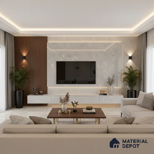 LM 01465 Iceland Grey 8 ft x 4 ft High Gloss Finish Decorative Laminate - 1 mm | Suitable for TV Unit, Wardrobe, Kitchen Cabinets