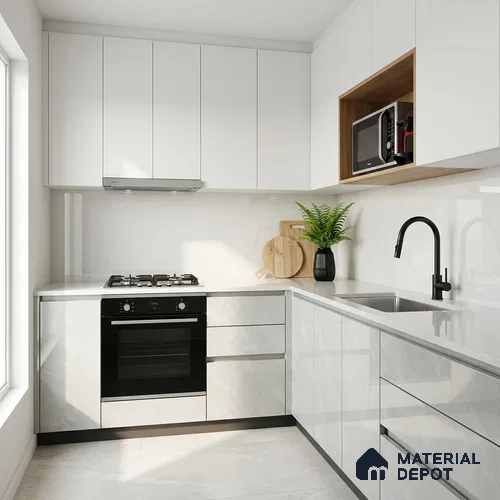 LM 01465 Iceland Grey 8 ft x 4 ft High Gloss Finish Decorative Laminate - 1 mm | Suitable for TV Unit, Wardrobe, Kitchen Cabinets