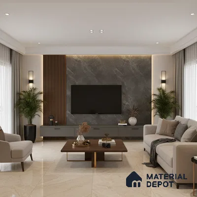 LM 01466 Iceland Dark Grey 8 ft x 4 ft High Gloss Finish Decorative Laminate - 1 mm  | Suitable for TV Unit, Wardrobe, Kitchen Cabinets