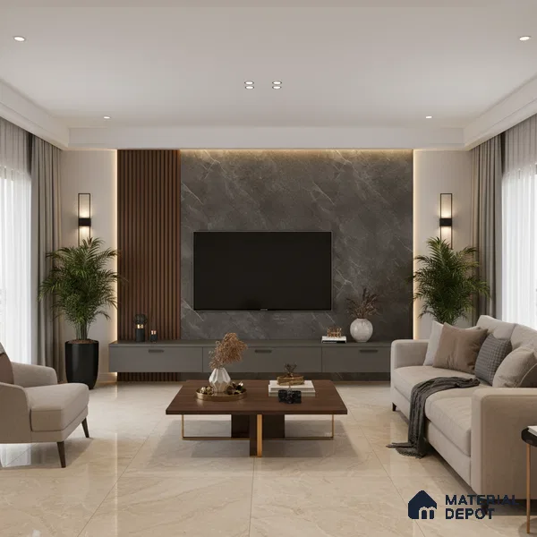 LM 01466 Iceland Dark Grey 8 ft x 4 ft High Gloss Finish Decorative Laminate - 1 mm  | Suitable for TV Unit, Wardrobe, Kitchen Cabinets