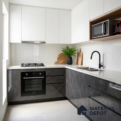LM 01466 Iceland Dark Grey 8 ft x 4 ft High Gloss Finish Decorative Laminate - 1 mm  | Suitable for TV Unit, Wardrobe, Kitchen Cabinets