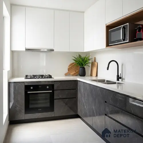 LM 01466 Iceland Dark Grey 8 ft x 4 ft High Gloss Finish Decorative Laminate - 1 mm | Suitable for TV Unit, Wardrobe, Kitchen Cabinets