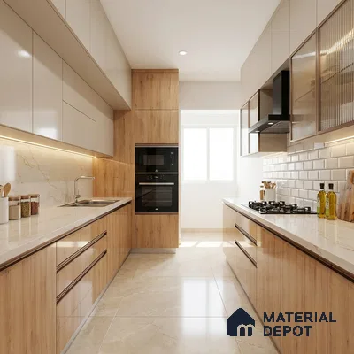 Wooden Look LM 01467 Ivory Glow 8 ft x 4 ft High Gloss Finish Decorative Laminate - 1 mm  | Suitable for TV Unit, Wardrobe, Kitchen Cabinets