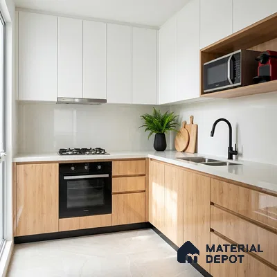 Wooden Look LM 01467 Ivory Glow 8 ft x 4 ft High Gloss Finish Decorative Laminate - 1 mm  | Suitable for TV Unit, Wardrobe, Kitchen Cabinets