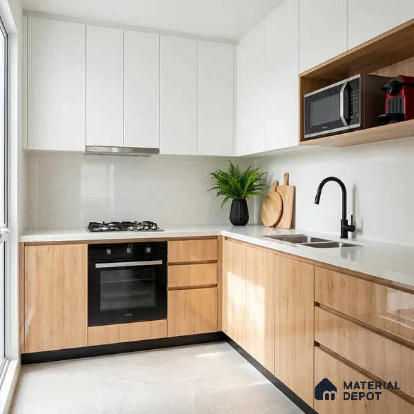 Wooden Look LM 01467 Ivory Glow 8 ft x 4 ft High Gloss Finish Decorative Laminate - 1 mm  | Suitable for TV Unit, Wardrobe, Kitchen Cabinets