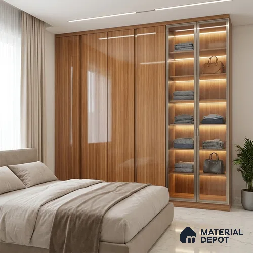 LM 01471 Brown Woodscar 8 ft x 4 ft High Gloss Finish Decorative Laminate - 1 mm  | Suitable for TV Unit, Wardrobe, Kitchen Cabinets