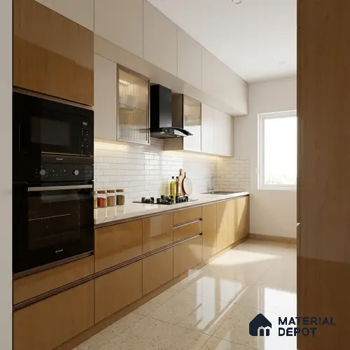 Wooden Look LM 01473 Rich Walnut 8 ft x 4 ft High Gloss Finish Decorative Laminate - 1 mm  | Suitable for TV Unit, Wardrobe, Kitchen Cabinets