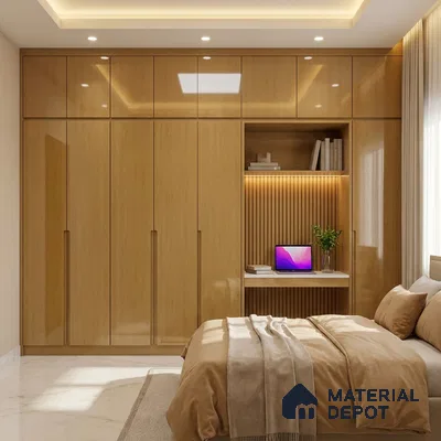 Wooden Look LM 01473 Rich Walnut 8 ft x 4 ft High Gloss Finish Decorative Laminate - 1 mm  | Suitable for TV Unit, Wardrobe, Kitchen Cabinets