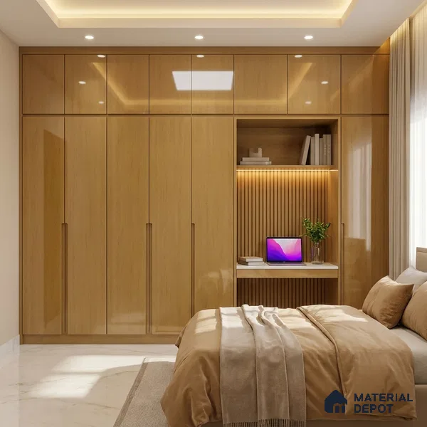 Wooden Look LM 01473 Rich Walnut 8 ft x 4 ft High Gloss Finish Decorative Laminate - 1 mm  | Suitable for TV Unit, Wardrobe, Kitchen Cabinets