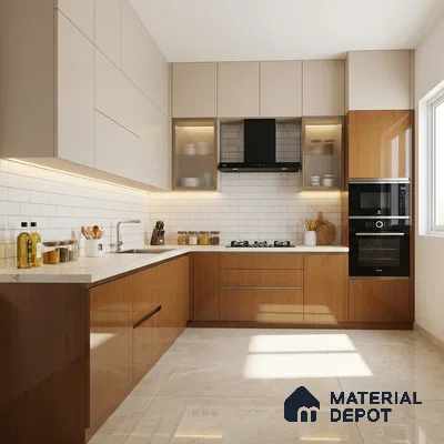 Wooden Look LM 01474 Natural Pine 8 ft x 4 ft High Gloss Finish Decorative Laminate - 1 mm  | Suitable for TV Unit, Wardrobe, Kitchen Cabinets