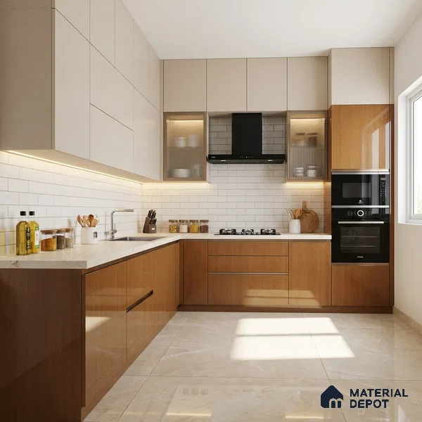 Wooden Look LM 01474 Natural Pine 8 ft x 4 ft High Gloss Finish Decorative Laminate - 1 mm | Suitable for TV Unit, Wardrobe, Kitchen Cabinets