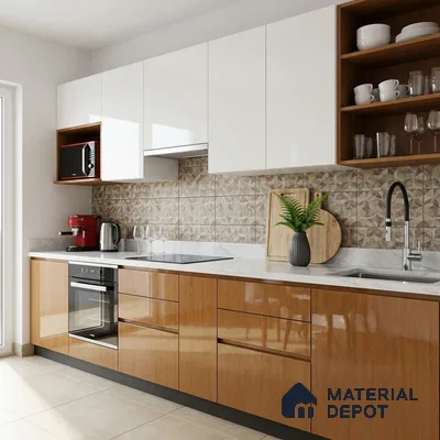 Wooden Look LM 01474 Natural Pine 8 ft x 4 ft High Gloss Finish Decorative Laminate - 1 mm  | Suitable for TV Unit, Wardrobe, Kitchen Cabinets