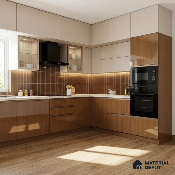 Wooden Look LM 01476 Blast Cedar 8 ft x 4 ft High Gloss Finish Decorative Laminate - 1 mm | Suitable for TV Unit, Wardrobe, Kitchen Cabinets