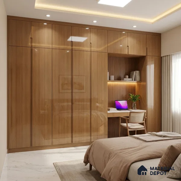 Wooden Look LM 01476 Blast Cedar 8 ft x 4 ft High Gloss Finish Decorative Laminate - 1 mm | Suitable for TV Unit, Wardrobe, Kitchen Cabinets