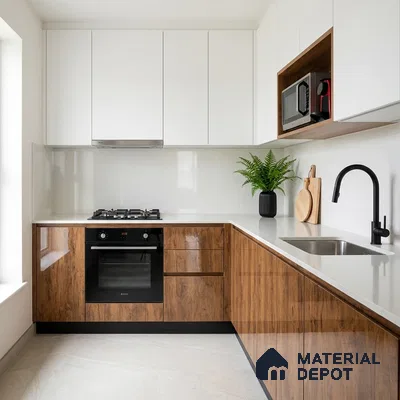Wooden Look LM 01477 Toasted Timber 8 ft x 4 ft High Gloss Finish Decorative Laminate - 1 mm  | Suitable for TV Unit, Wardrobe, Kitchen Cabinets