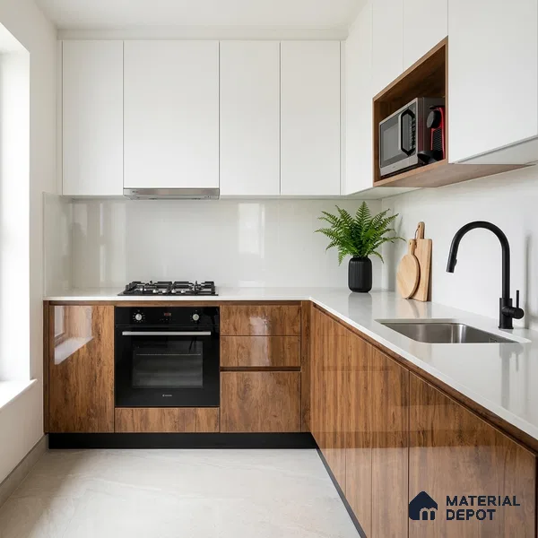Wooden Look LM 01477 Toasted Timber 8 ft x 4 ft High Gloss Finish Decorative Laminate - 1 mm  | Suitable for TV Unit, Wardrobe, Kitchen Cabinets